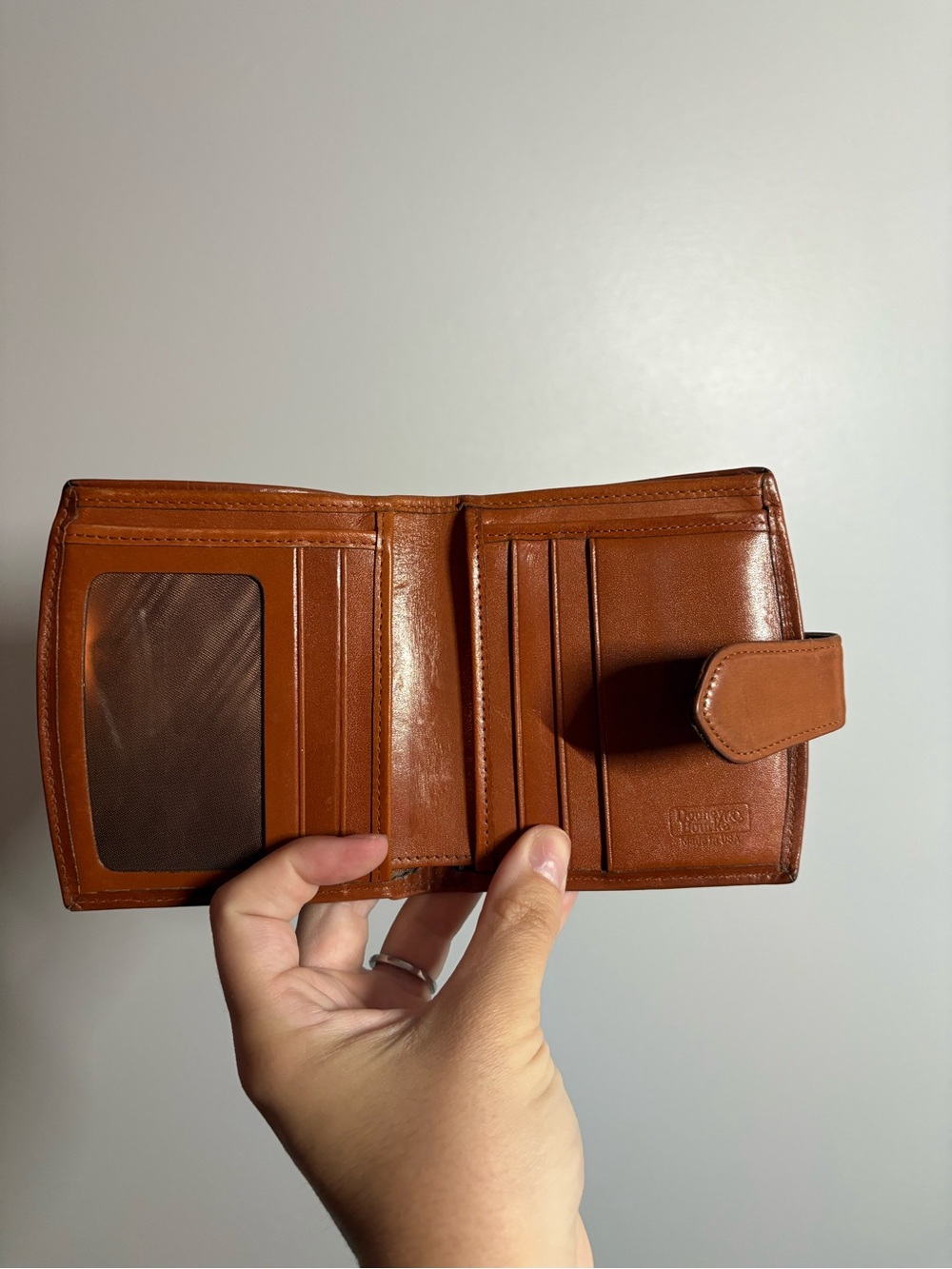 Vintage Dooney & Bourke Black Pebbled Leather Bifold Wallet with Brown Trim - Picture 5 of 6